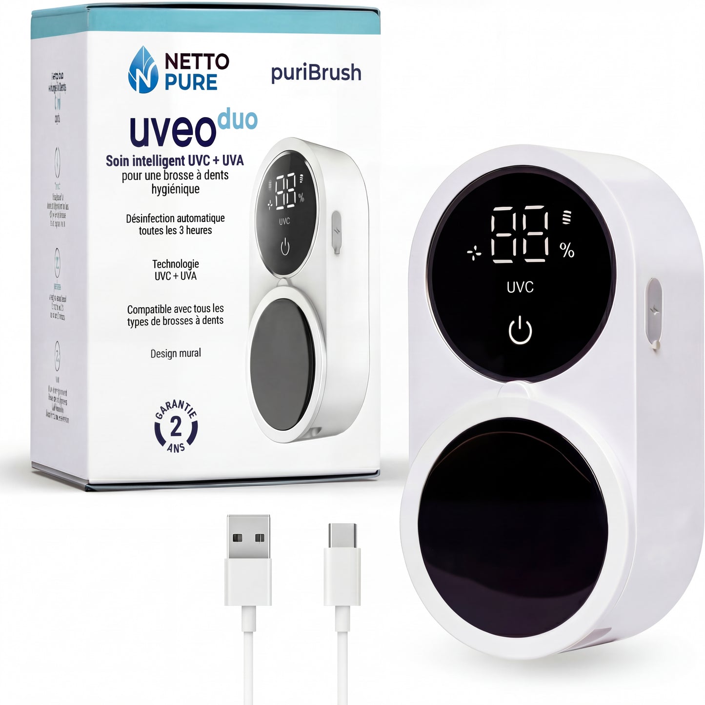 PuriBrush ® | Stérilisateur de Brosse à Dents UV-C & UV-A